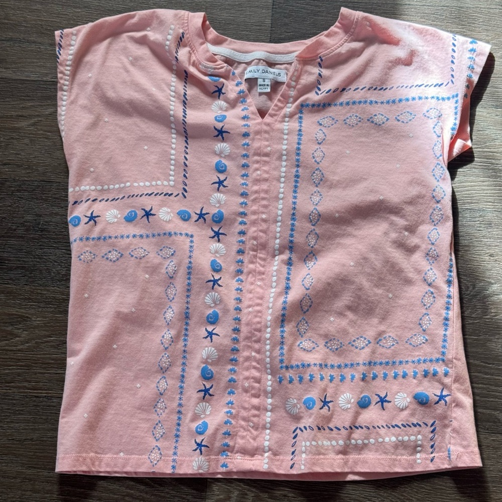 Emily Daniels Nautical Pink Shirt Small